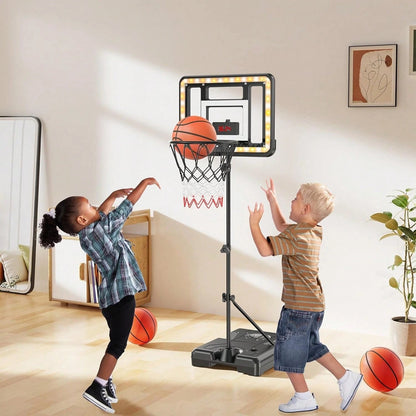 Adjustable Kids Basketball Hoop with Electronic Scoreboard & Timer, Indoor Outdoor Toy for Ages 3–8