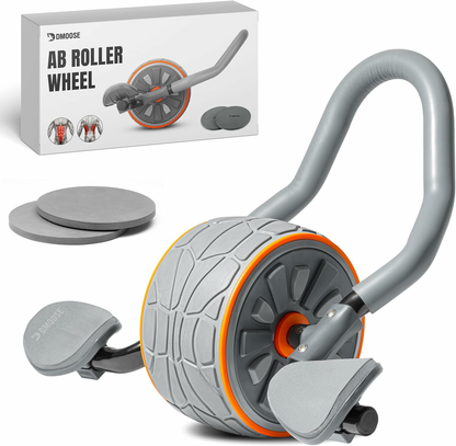 Fitness Ab Roller Wheel with Elbow Support & 2 Knee Pads - Abdominal Exercise Trainer for Core Strength Training - Ultimate Abs Workout Equipment
