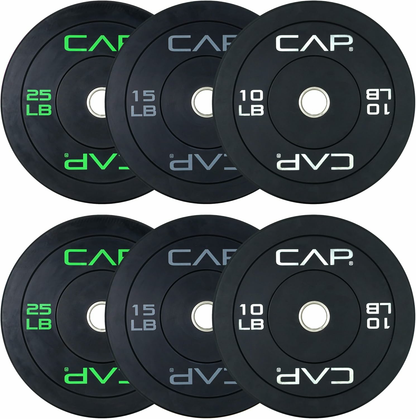 2-inch Olympic Bumper Plate Weight Set | 100-370 lbs | Multiple Colors | Storage Rack Optional