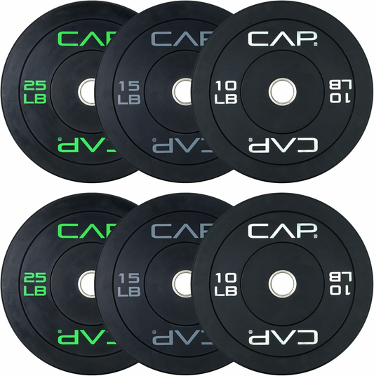 2-inch Olympic Bumper Plate Weight Set | 100-370 lbs | Multiple Colors | Storage Rack Optional