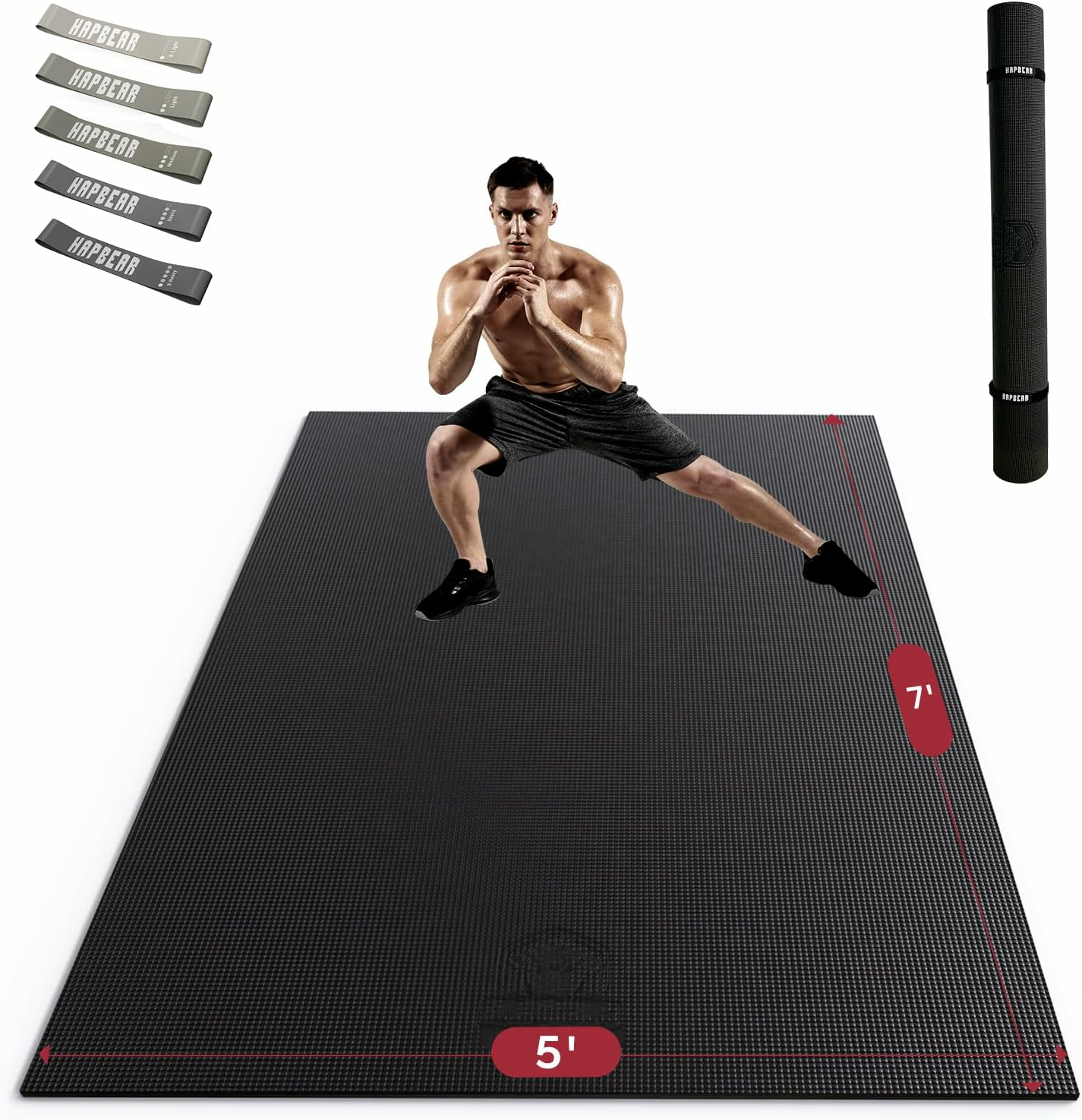 Large Exercise Mat-7'x5'/6'x8'/6'x9'/6'x10'/6'x12'x8mm(1/3"),Non-Slip, Ultra Durable, Thick Workout Mat