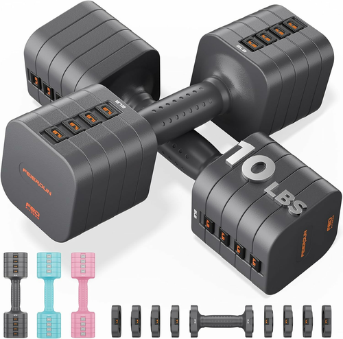 5-in-1 Adjustable Dumbbell Set, 6LB/10LB Pair Adjustable Weights for Women at Home, Dual Locking Stable Hand Weights