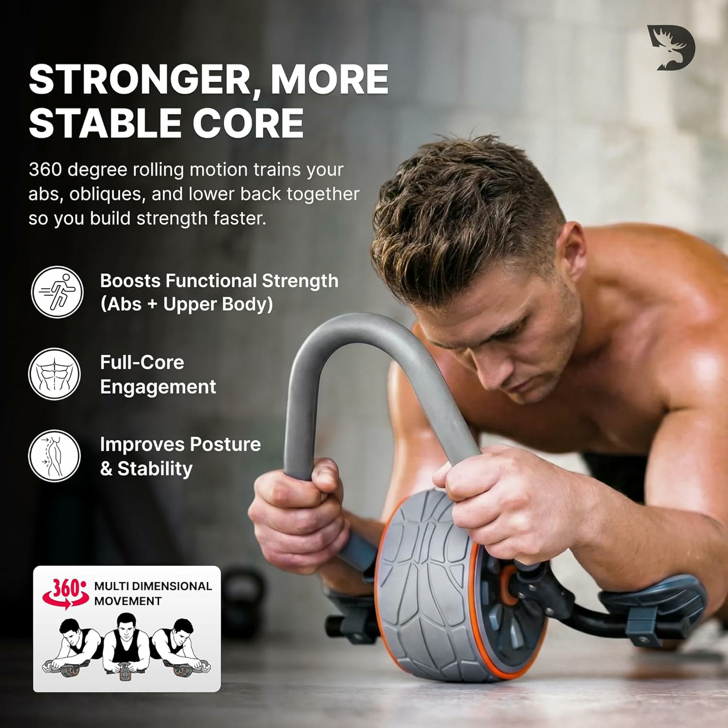 Fitness Ab Roller Wheel with Elbow Support & 2 Knee Pads - Abdominal Exercise Trainer for Core Strength Training - Ultimate Abs Workout Equipment