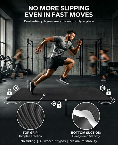 Large Exercise Mat-7'x5'/6'x8'/6'x9'/6'x10'/6'x12'x8mm(1/3"),Non-Slip, Ultra Durable, Thick Workout Mat