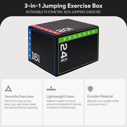 BalanceFrom 3-in-1 Foam Plyometric Jump Box for Home Gym with Multiple Height Options