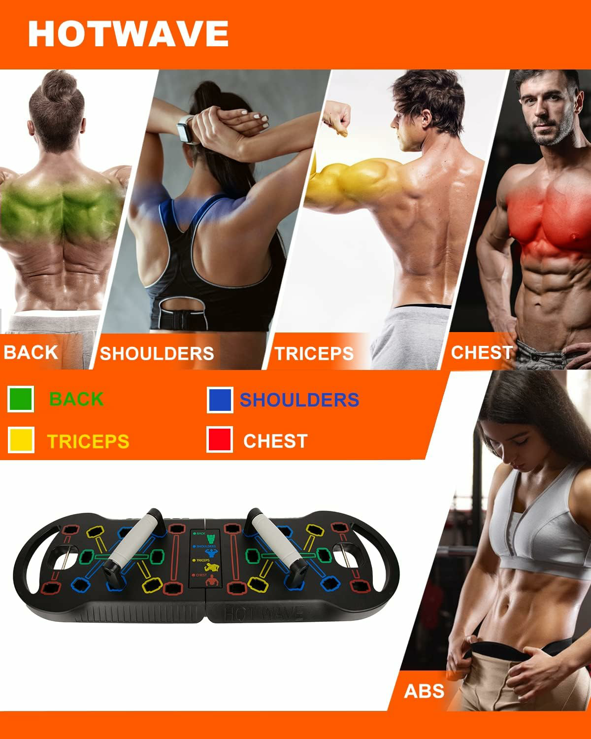 Push Up Board Fitness, Portable Foldable 20 in 1 Push Up Bar at Home Gym, Pushup Handles for Floor.