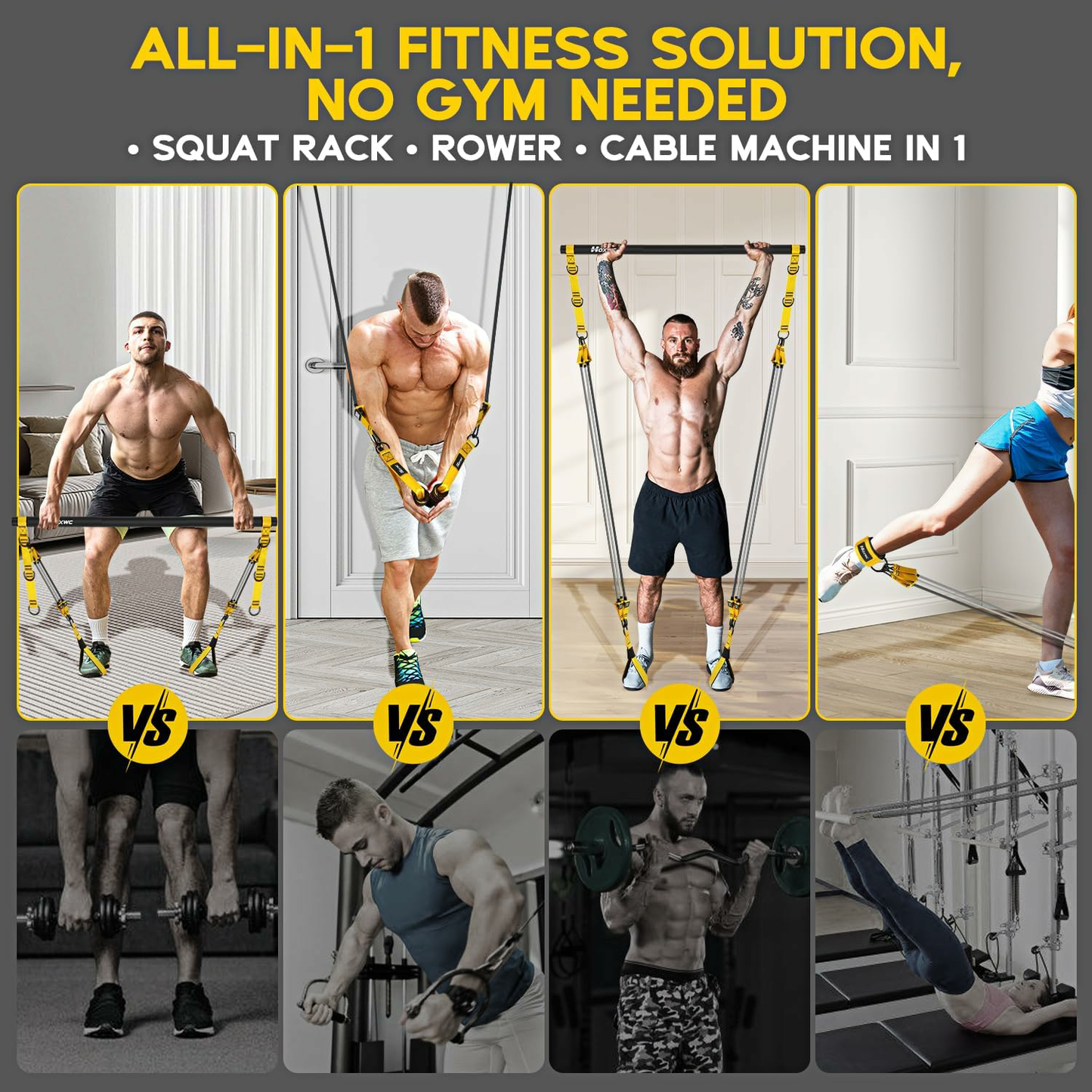 HOXWC Heavy Pilates Equipment, Portable Pilates Bar Kit with Resistance Bands, Professional Adjustable Squat Workout Equipment for Men, Home Gym Muscle Strength Training, Full Body Exercise