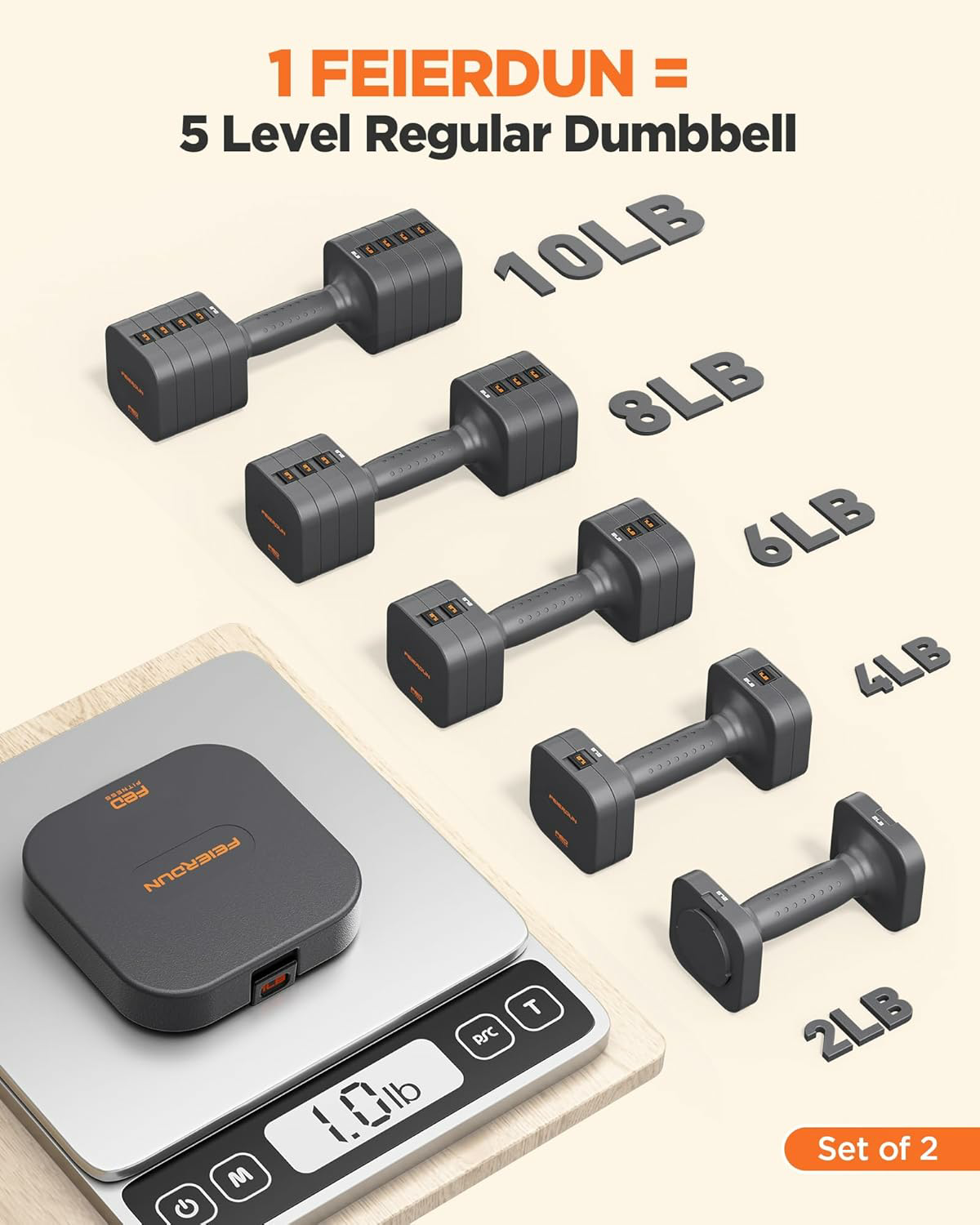 5-in-1 Adjustable Dumbbell Set, 6LB/10LB Pair Adjustable Weights for Women at Home, Dual Locking Stable Hand Weights