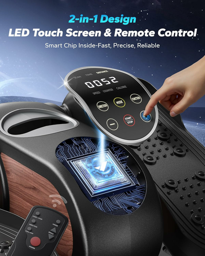 Under Desk Elliptical Machine, Leg Exerciser While Sitting for Seniors with 12-Speeds & Remote Control