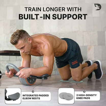 Fitness Ab Roller Wheel with Elbow Support & 2 Knee Pads - Abdominal Exercise Trainer for Core Strength Training - Ultimate Abs Workout Equipment
