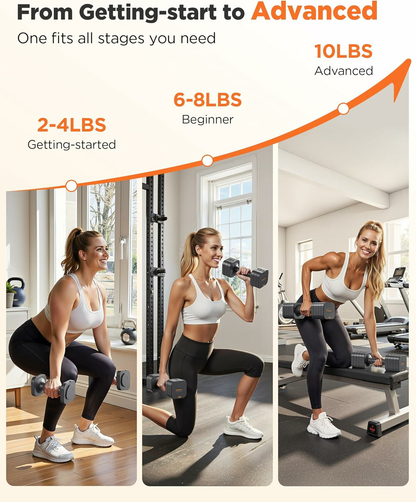 5-in-1 Adjustable Dumbbell Set, 6LB/10LB Pair Adjustable Weights for Women at Home, Dual Locking Stable Hand Weights